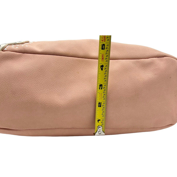 Handbag Crossbody Wristlet Wallet Makeup Bag Pink With Flowers Soft Vinyl - Picture 10 of 12